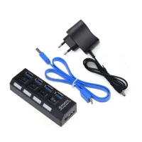 Hub USB 3.0 cu 4 porturi si alimentator extern